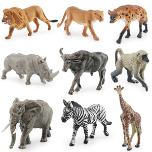 TOMMABO Modelos de animales de América del Sur <span class=keywords><strong>3D</strong></span> Plástico sólido Modelo de PVC León Jirafa Elefante Cebra Selva salvaje Figuras de animales Juguetes - Product Image 1