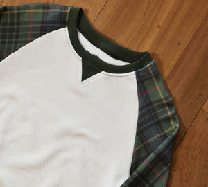 Custom DTG printing Men's <b>Raglan</b> Crew Neck <b>Long</b> <b>Sleeve</b> <b>T</b>-<b>Shirt</b> 100% Cotton plaid <b>Long</b> <b>Sleeve</b> <b>T</b>-<b>Shirt</b> for Men - Product Image 2