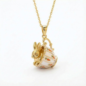 Collar con Colgante de Animal en Latón Chapado en Oro de 18K, Diseño de Conejo/Gato/Perro con Perla de Imitación, para <span class=keywords><strong>Mujer</strong></span>, Unisex, Boda/Compromiso - Product Image 5