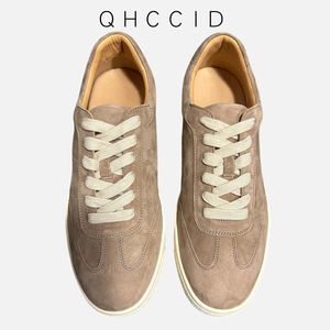 QHCCID Baskets décontractées en daim pour hommes, talon bas, semelle extérieure en caoutchouc, confortables pour le quotidien et la marche - Product Image 1