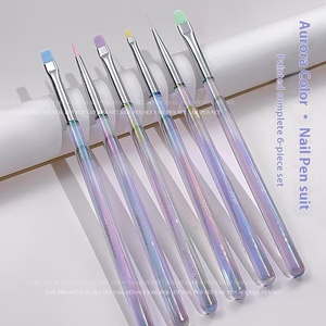 Pinceau à ongles transparent Aurora de haute qualité, nouveau design professionnel, 6 pièces/ensemble, pinceau professionnel pour la peinture d'art des ongles en salon - Product Image 3