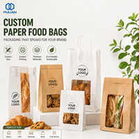 Sacs en papier kraft imprimés sur mesure avec fenêtre, qualité alimentaire, pour boulangerie, pain, biscuits, sandwichs, avec logo
