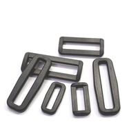 Attache de sangle rectangulaire noire en plastique, fine et longue, avec boucle à boucle pour sac à dos, bagages, accessoires de fixation de sangle.