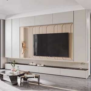 Meuble TV moderne minimaliste, support en bois élégant pour la maison, appartement, ferme, panneau en pin, fonctionnel pour tout décor de salon - Product Image 3