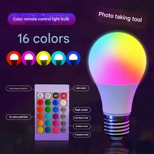 <span class=keywords><strong>Ampoule</strong></span> <span class=keywords><strong>LED</strong></span> Wi-Fi télécommandée RGB multicolore à visser E27 en acier inoxydable 7W/9W/10W 2700K Lumière ambiante blanc chaud doux - Product Image 4