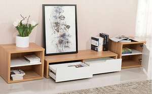 Soporte de <span class=keywords><strong>TV</strong></span> de madera maciza de fresno de Color Natural, mueble de almacenamiento para consola de <span class=keywords><strong>TV</strong></span>, centro de entretenimiento multimedia, Banco de <span class=keywords><strong>TV</strong></span> de madera maciza de 94 <span class=keywords><strong>pulgadas</strong></span> - Product Image 2