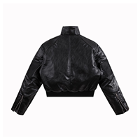 Blouson en cuir matelassé pour homme et femme, en peau de mouton véritable épaisse, avec col montant et empiècements, style motard et universitaire