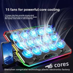 <span class=keywords><strong>Refroidisseur</strong></span> d'ordinateur <span class=keywords><strong>portable</strong></span> F15 en métal à refroidissement par air, avec écran d'affichage à effet lumineux RGB et support pour téléphone/tablette, design ultra-élégant - Product Image 5