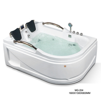 Bañera de Hidromasaje Interior para 2 Personas con 14 Boquillas de Hidromasaje y Lámpara Subacuática de Colores