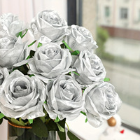 YOPIN-5234 Großhandel künstliche goldene silberne Rose Blumen für Hochzeits feier Dekoration