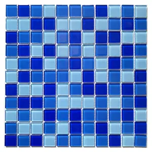Nhà Máy Bán buôn giá Sky Blue 25x25 mét Gạch Mosaic cho thủy tinh thủ công Gạch Mosaic cho bể bơi