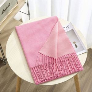 Bufanda Larga de Invierno al por Mayor con Borlas, Chal de Pashmina de Doble Cara de Color Liso, Bufandas Cálidas de Lujo de Cachemira para Mujer - Product Image 4