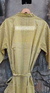 Bata de algodón a rayas para mujer, con cinturón, manga tres cuartos, estilo kimono, transpirable, para verano - Product Image 3