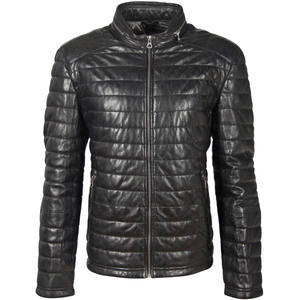 Chaqueta de cuero personalizable para hombre con piel de oveja de alta calidad, fibra de poliéster de burbuja suave, cremallera frontal interior, diseño elegante - Product Image 1