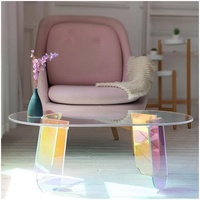 Table d'appoint ronde en acrylique irisé pour la maison, le salon, la chambre à coucher, le bureau, la réception, table basse