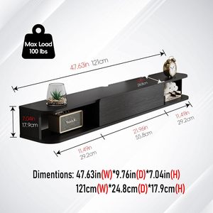 Meuble TV avec tiroir, meuble TV mural de 47 pouces, console TV flottante, étagère de divertissement <span class=keywords><strong>sous</strong></span> TV avec rangement pour la vie - Product Image 6