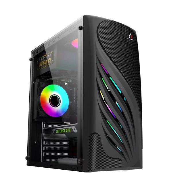 Customized Mid-Tower Gamer PC Case ATX Stock Computer Chassis with Acrylic & Glass Sided Plastic Material for Gaming