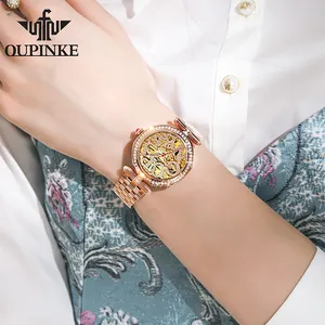 Oupinke 3175 Factory Fashion Female Automatic Mechanical Watches Genuine Leather Strap Women Watch