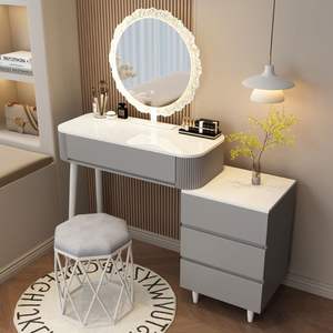 Nouvelle coiffeuse blanche crème 2025 - <span class=keywords><strong>Table</strong></span> <span class=keywords><strong>de</strong></span> maquillage moderne minimaliste en bois massif intégrée à une <span class=keywords><strong>table</strong></span> <span class=keywords><strong>de</strong></span> <span class=keywords><strong>chevet</strong></span> pour petites chambres - Product Image 5