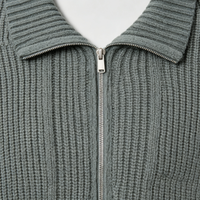 Cardigan en tricot de coton pour homme à manches longues, col montant et fermeture éclair robuste – Vente en gros