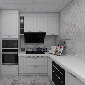 Meuble de cuisine <span class=keywords><strong>en</strong></span> L blanc sur mesure, vente directe usine, panneau de porte <span class=keywords><strong>en</strong></span> MDF et panneau de particules résistant à l'humidité <span class=keywords><strong>pour</strong></span> la rénovation de la maison - Product Image 2