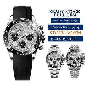 นาฬิกาข้อมือผู้ชายสุดหรู ระบบควอตซ์ ประดับแซฟไฟร์ พร้อมหน้าปัดแบบเข็ม โครโนกราฟ  สามแบบสายให้เลือก และตัวเรือนสแตนเลส - Product Image 1