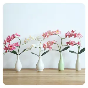 Real Touch Latex Phalaenopsis Artificial Orchids Wedding Decorative Flower 2 Branches Butterfly Orchid Artificial Phalaenopsis