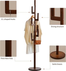 <span class=keywords><strong>Porte</strong></span>-vêtements en bambou Cactus, <span class=keywords><strong>porte</strong></span>-vêtements autoportant avec 6 crochets pour adultes et enfants, <span class=keywords><strong>porte</strong></span>-<span class=keywords><strong>manteau</strong></span> robuste pour entrée, <span class=keywords><strong>chambre</strong></span> à coucher, coin - Product Image 3