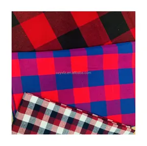 Tecido 100% algodão xadrez para camisa masculina, tecido colorido com fios tingidos