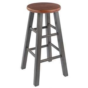Modern Chic Grey Deco Wood <b>Stool</b> Luxury Decorative <b>Stool</b> with Natural Top for <b>Dining</b> Bar Hotels Restaurants for Living Room - Product Image 1