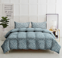 Nouvelle Couette Imprimée en Damassé Géométrique Bleu Taille Queen Lavable avec Garnissage en Polyester pour Hôtel et Usage Domestique