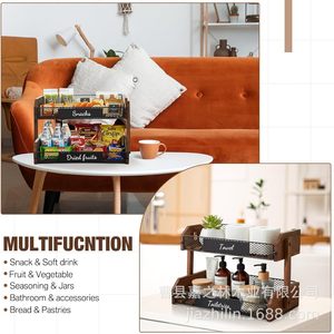 Modern Minimalist Solid Wood Double Layer Storage Rack For Kitchen Fruits <b>Vegetables</b> Desktop Organizer - Product Image 3