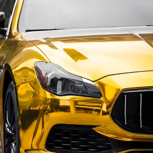 Film vinyle miroir chromé doré pour voiture Film autocollant décoratif pour voiture Film de changement de couleur pour bâche de voiture personnalisée - Product Image 2