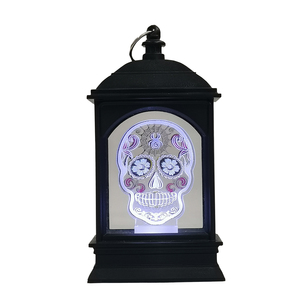 Indoor Halloween <b>LED</b> Lantern Tabletop Decoration White <b>LED</b> <b>Lights</b> <b>Battery</b>-Powered Plastic Lanterns for Home Hotel Holiday Party - Product Image 1