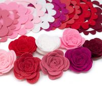 Rose artificielle 3d non nouée pour enfants, grand embellissements artisanaux, formes de feutre en laine, fleur pour projets en bricolage