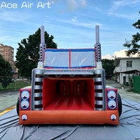 Château gonflable géant personnalisé sur le thème de la course automobile, avec camion semi-remorque et flammes, pour les enfants au carnaval et les jeux en plein air