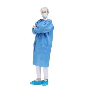 Polipropileno no tejido 30gsm 40gsm Enfermería Scrubs Doctor Bata de laboratorio para salas limpias de trabajo de laboratorio e industria alimentaria