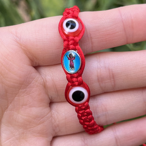 Braccialetto Rosso Mal de Ojo con Perline Piatte, Divino Nino Gesù, Braccialetti di Protezione per Neonati - Product Image 4