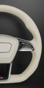 Volante Deportivo de Cuero Perforado Beige con Fibra de Carbono para Audi A3 <span class=keywords><strong>A4</strong></span> A5 A6 A7 Q3 Q5 Q7 R8 S/RS Sport Upgrade - Product Image 6