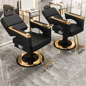 Sillón de Peluquería Semi-Reclinable Ajustable para Estilismo, Sillón de Salón de Lujo Moderno en Cuero PU Resistente - Product Image 1