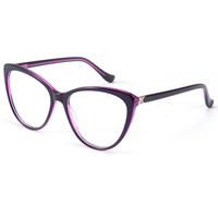 Montura de gafas de acetato de diseño italiano a la moda, montura de gafas de metal para ojos de gato, en stock