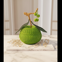 Panier à fruits décoratif en rotin avec couvercle, panier de rangement, organisateur, cadeau artisanal mignon, rangement exquis bleu
