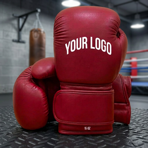 Gants de boxe en cuir marron avec logo personnalisé, 16 oz, fermeture auto-agrippante, équipement d'entraînement et de combat OEM - Product Image 2