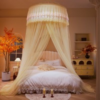 Moustiquaire de lit pliable style princesse avec broderie en dentelle pour chambre, extérieur et voyage