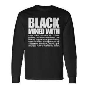 Camiseta negra de manga larga con mezcla de manteca de karité Afro para el Mes de la Historia Negra - Product Image 1