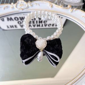 Lujo Jeweled Mesh Bow Diamond Pearl Cat & Dog Collar Personalizable Accesorios para mascotas - Product Image 5