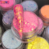 Poudre acrylique et trempage pour nail art Poudre mélangée à l'hexagone de sirène Poudre pailletée pour ongles Gel vernis à ongles Extended Builder Sculpture