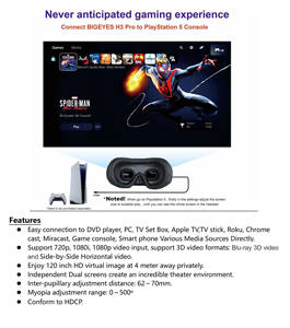 แว่นตา 3 มิติ แบบพกพา 2D 3D แว่นตา 3 มิติ HD สำหรับดูหนังที่บ้าน ใช้กับโทรศัพท์มือถือ จอแสดงผลแบบสวมศีรษะ สำหรับดูดีวีดี เครื่องเล่นเกม คอนโซลเกม FPV โดรน - Product Image 3