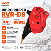 Vibro-décompacteur haute puissance RAY ATTACHMENTS RVR-D8 pour excavatrice 60-90T, force d'impact 750, débit 350-450L/min, garantie 1 an