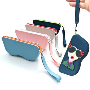 カスタムロゴ シリコン製 メガネケース ポータブル サングラスポーチ アイウェア収納バッグ 保護スリムサングラスホルダー 男女兼用 - Product Image 1